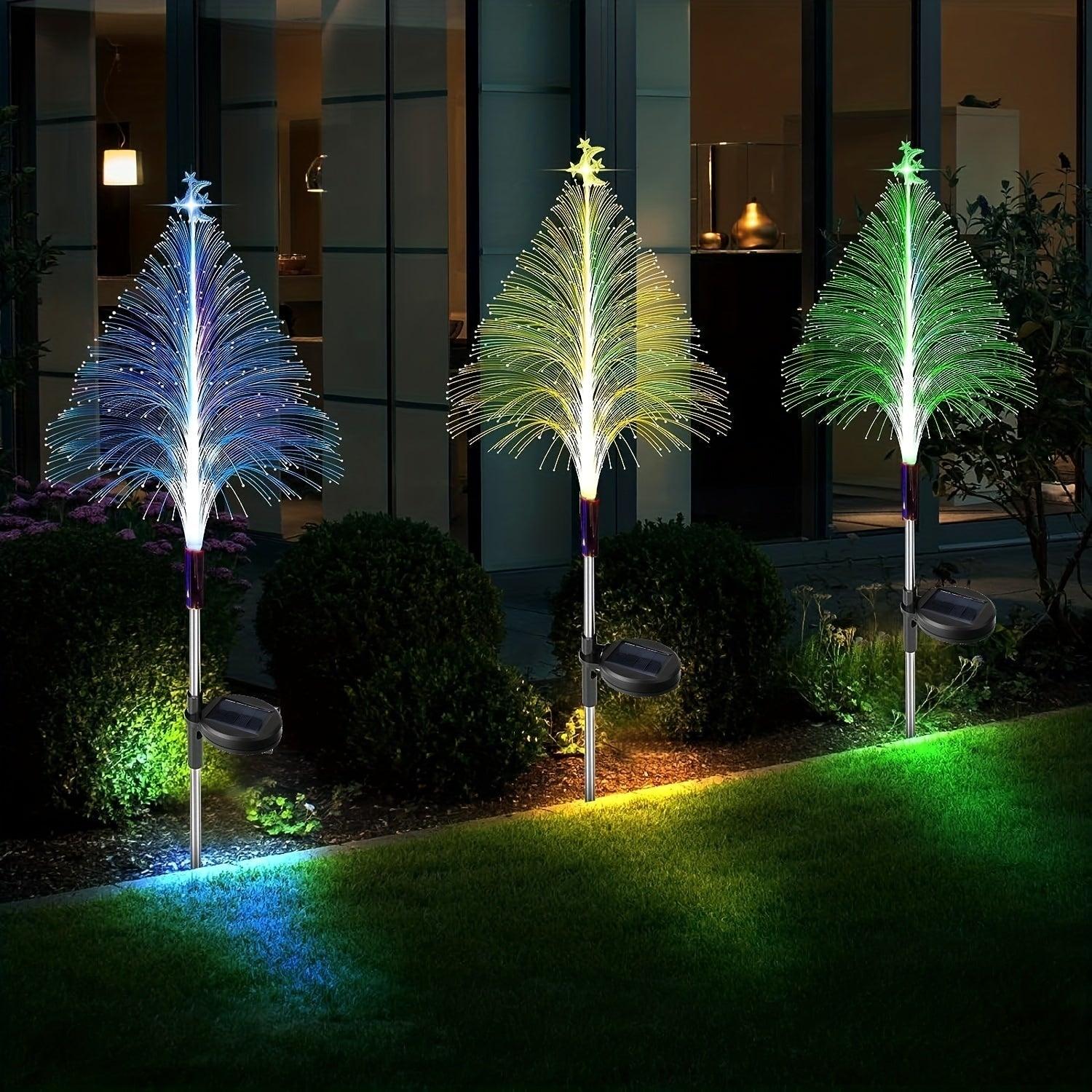 SolarGlow – Set of 3 Color Changing Christmas Trees