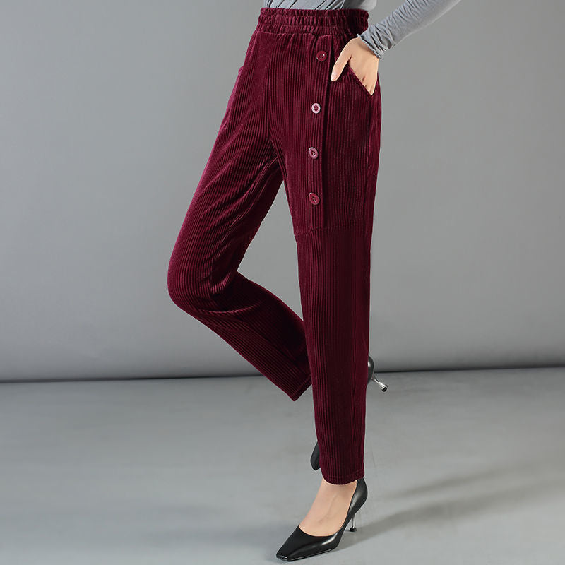 Carol - Women's high-waisted corduroy trousers