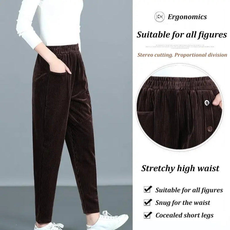 Carol - Women's high-waisted corduroy trousers