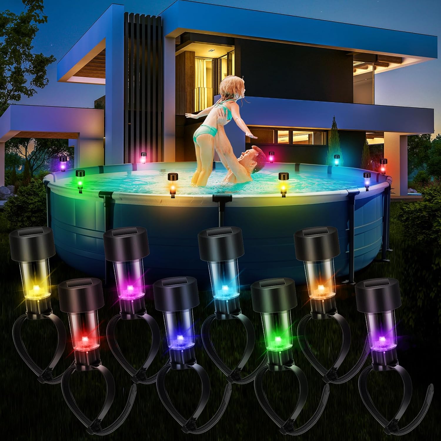 AquaGlow – Solar LED pool lights set | 50% OFF