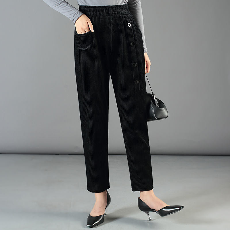Carol - Women's high-waisted corduroy trousers