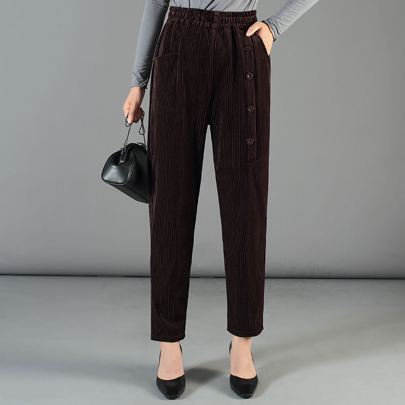 Carol - Women's high-waisted corduroy trousers