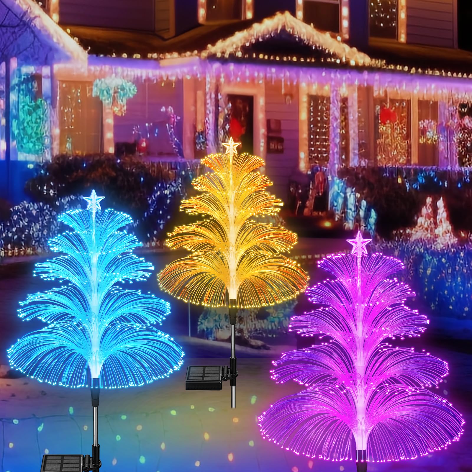 SolarGlow – Set of 3 Color Changing Christmas Trees