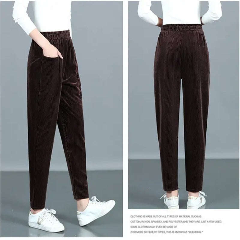 Carol - Women's high-waisted corduroy trousers