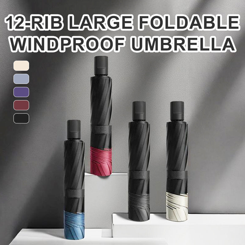 StormShield – 12-rib foldable windproof umbrella